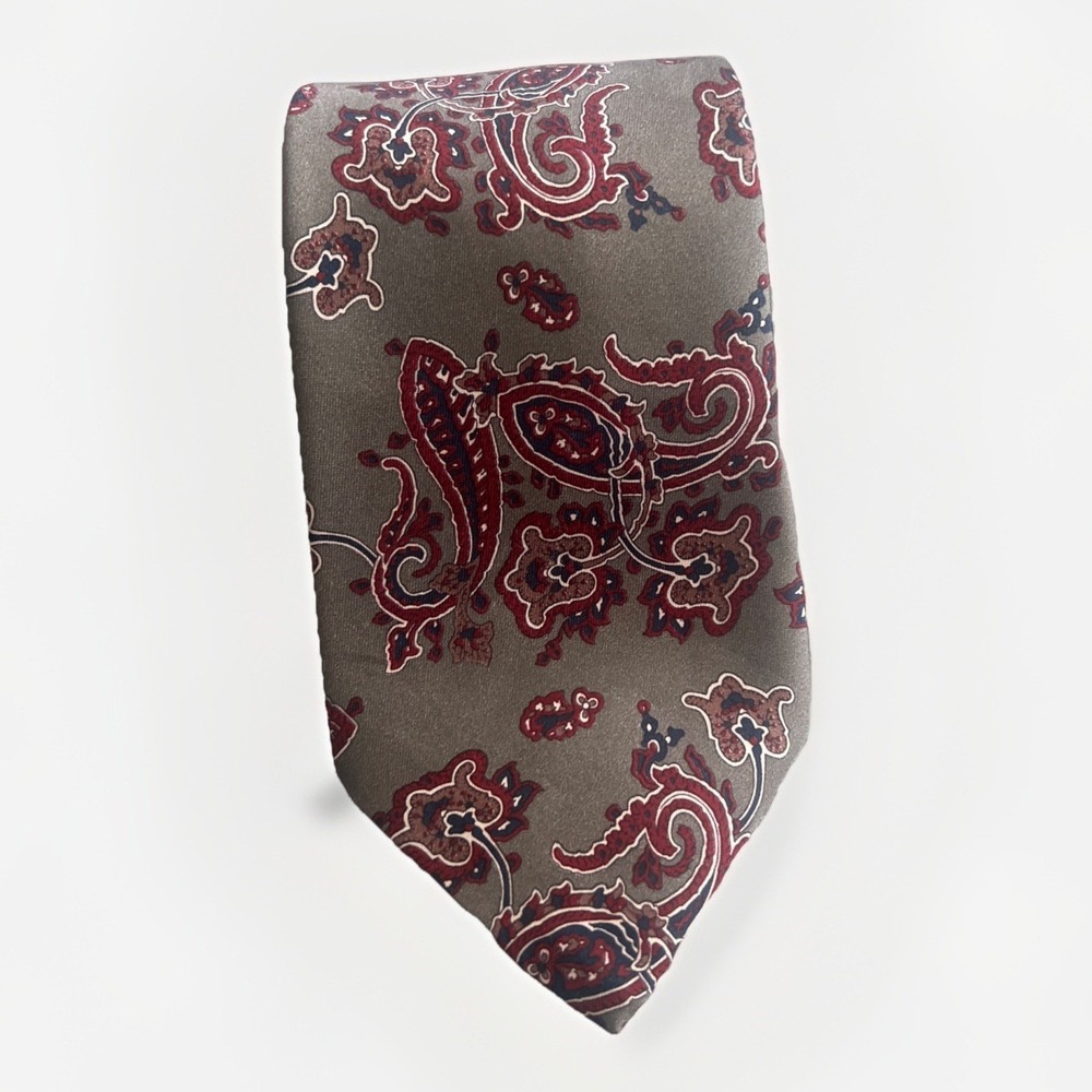 Ketch Tie Paisley Olive Green Red Blue Formal Business Career Wedding 3.5" Blade